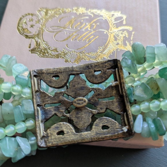 Kirks Folly Green Jade (Color) Rhinestone Beaded Stretch Bracelet - Picture 8 of 9